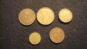 Lot (5) Foreign Coins - Three Pence - Franc - 1916 Canadian Cent - Italia - Picture 1 of 9