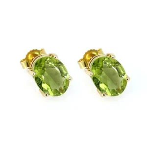 1.85 Ct Peridot Prong Earrings 18K Solid Yellow Gold - Picture 1 of 5