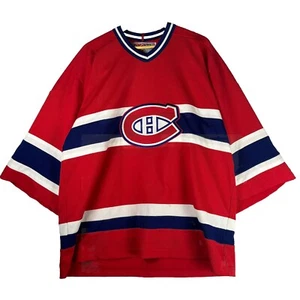 Montreal Canadians Jersey NHL Vintage Hockey CCM MENS Large Red Striped B283 - Picture 1 of 10