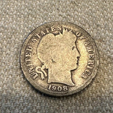 1908 S Barber Dime Liberty Cover