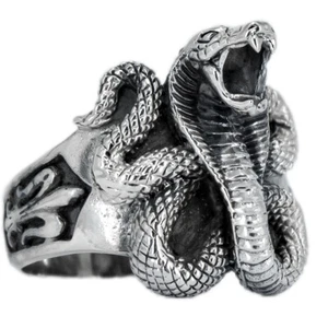12g handwerklich detailliert Kobra Kai Schlange Raubtier 925 Sterling Silber Herren Ring - Bild 1 von 12