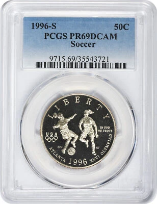 1996-S Soccer Commemorative Half PR69DCAM PCGS Proof 69 Deep Cameo - Image 1 of 2