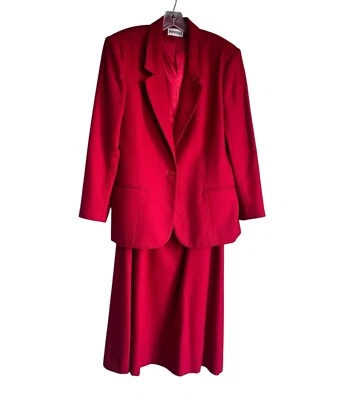 Conjunto Blazer y Falda 100% Lana Mujer’s Talla 14 2 Piezas Vintage Vacaciones Foto 1 de 4