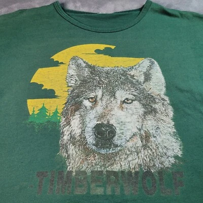 Camisa De Colección Puntada Única Años 90 L Madera Lobo Verde Mujer Falta Etiqueta Naturaleza EE. UU. Foto 1 de 4