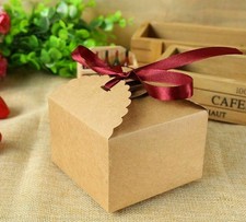 Square Kraft Papers Box Biscuit Chocolate Cake Cookie Handmade Bakery Packaging 
