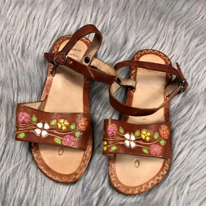 Made In Mexico Girls Floral Tan Sandals - Picture 1 of 7