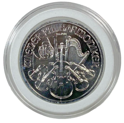 SILVER 2013 AUSTRIA VIENNA  PHILHARMONIC 1 OZ .999 FINE 1.5 EURO - Image 1 of 2