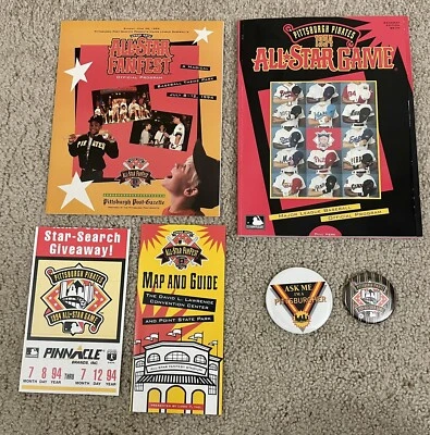 VTG LOT of MLB Baseball All Star Game Program, Pins, Etc. Pittsburgh Pirates - Image 1 of 4