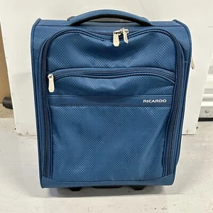 Ricardo Front Opening Carry On Spinner Luggage Suitcase Navy Blue - Picture 1 of 10