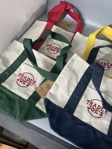 NWT LIMITED Trader Joe’s Mini Canvas Reusable Tote Bags 4 COLOR SET TJS 2024 BAG - Picture 1 of 7