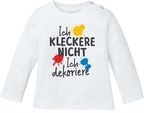MOONWORKS Baby Langarmshirt Babyshirt Ich kleckere nicht ich dekoriere Spruch lustig