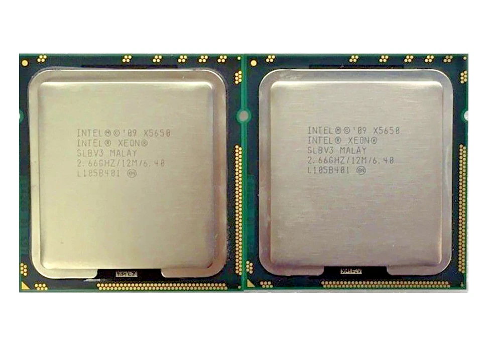 Matching pair Intel Xeon X5650 2.66GHz Six Core 12M LGA1366 SLBV3 CPU Processor - Image 1 of 1