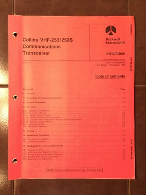 Manual de instalación Rockwell Collins VHF 253 y 253S VHF Foto 1 de 4