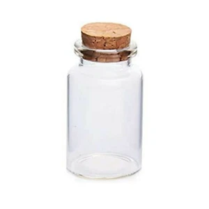 Glass Bottle Clear Jar Cylinder Cork Potion Apothecary Vial 2" 20ml Wishing 1 pc - Picture 1 of 1