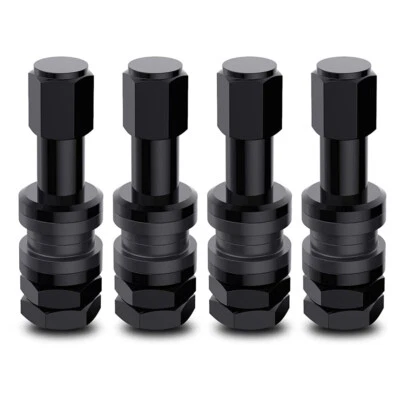 4Pcs TR48 Bolt On Tire Valve Stem BLACK alloy High Pressure Flush with Stem Cap - Image 1 of 4