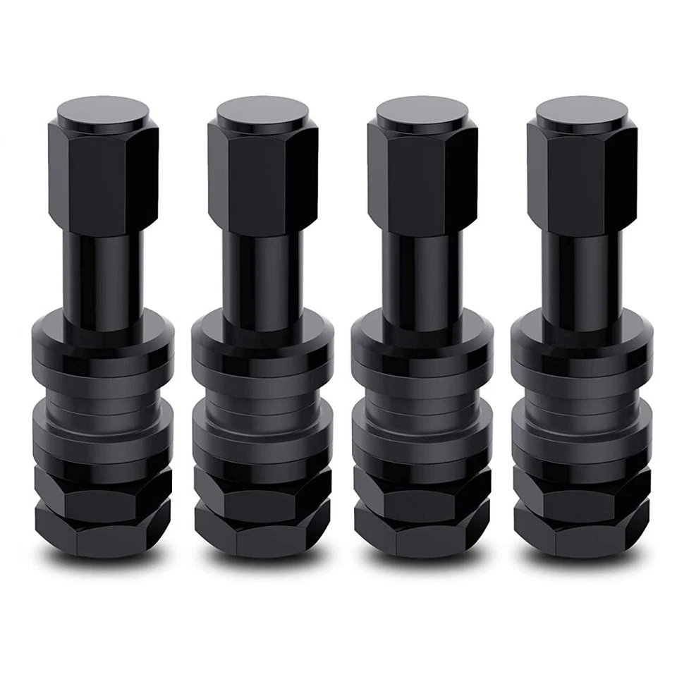 4Pcs TR48 Bolt On Tire Valve Stem BLACK alloy High Pressure Flush with Stem Cap - Image 1 of 4