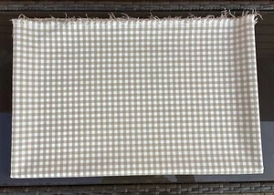 80cm x 142cm remanente lino beige cuadros gingham tejido artesanía decoración tela - Imagen 1 de 2