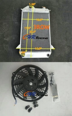 Radiador de aluminio 3 filas + ventilador para Triumph TR4 2,0 L 1961-1964 MT 1962 1963 Foto 1 de 4