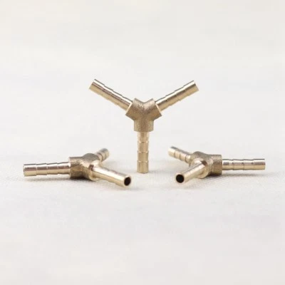 1/8" Y-3 Way Brass Hose Barb Fitting Pipe Tubing Splicer Fuel Water Gas Air 3pcs - Image 1 of 4