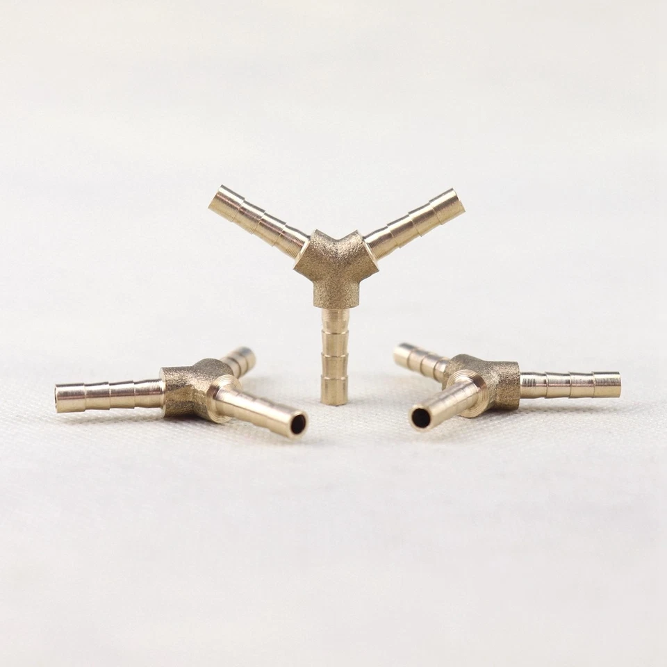 1/8" Y-3 Way Brass Hose Barb Fitting Pipe Tubing Splicer Fuel Water Gas Air 3pcs