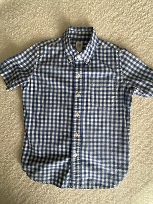 GAP Boys Sz Small Short Sleeve Blue & White Check Button Shirt. Great Condition. - Image 1 of 4