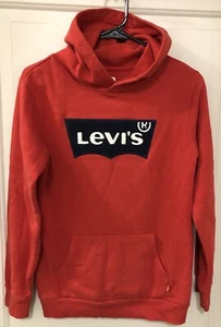 Boys Levi's Long sleeve Hoodie Red- Embroidered Black And White Levi Emblem - Picture 1 of 9