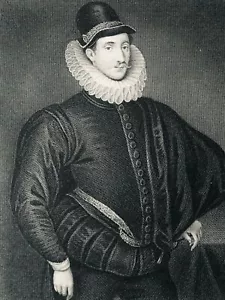 c1830 Originaldruck Porträt von FULKE GREVILLE - LORD BROOKE - Bild 1 von 2