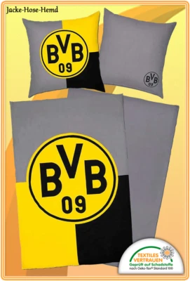 BVB Borussia Dortmund Bettwäsche Beutel Baumwolle Logo Schwarz Gr 135x200cm NEU - Bild 1 von 4