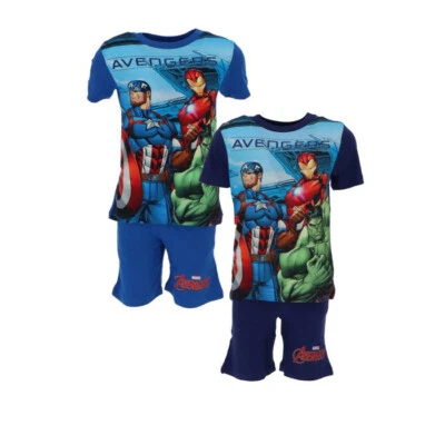 Avengers Schlafanzug Pyjama Kinder Jungen kurz Nachtwäche Marvel Baumwolle