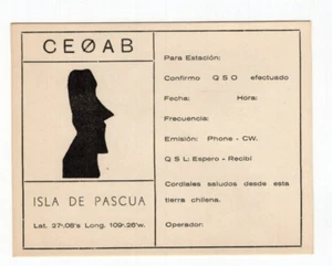 CHILE Osterinsel Isla de Pascua Ile de Paque Moai Amateurfunk QSL Karte L1 - Bild 1 von 1