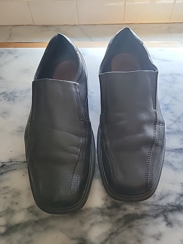 Scarpe eleganti ECCO 45 mocassini casual in pelle nera slip on da uomo US 11