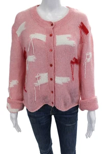 Zara Unisex Cardigan Pink Button Polyester Round Neck Long Sleeve Size L - Picture 1 of 6