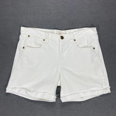 J. Pantalones Cortos de Denim Crew Mujer 28 Blanco Dobladillo Envejecido Tiro Alto Verano Playa Cómodos Foto 1 de 4