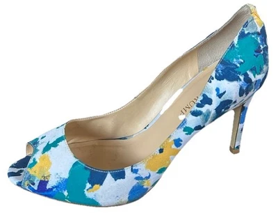 Vestido de salón J Ivanka Trump para mujer Itdarcy3 amarillo multi tela punta abierta 9 M Foto 1 de 3