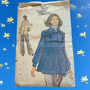 Vogue Outfit Sewing Pattern #8432 Size 12 Bust 34 Partial Cut 1980's Pants Smock - Picture 1 of 4