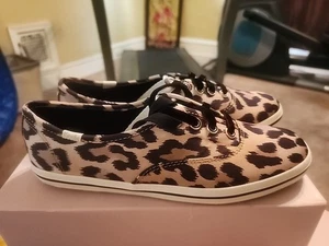 $85 Kate Spade New York for Keds - Champion Leopard Satin Shoes Sneakers NEW - Picture 1 of 7