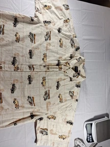 Puritan 2XL Kurzarm Button Down Hemd weiß hellbraun Vintage Trucks Palmen - Bild 1 von 10