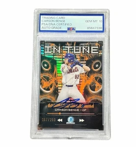 Carson Benge signed Refractor Card In Tune handsigniert Auto New York Mets PSA 10 - Bild 1 von 2