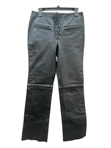 Pantaloni equitazione moto biker Jamin pelle donna taglia 6 neri zip laterale pizzo - Foto 1 di 12