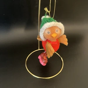 Adorno de Navidad de pájaro flocado volante de lujo kitsch vintage - Imagen 1 de 9