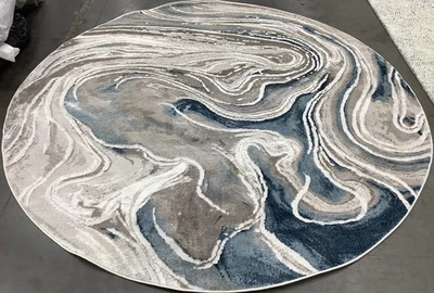 BEIGE / BLUE 6'-7" x 6'-7" Back Stain Rug, Reduced Price 1172682207 MDW553B-7R - Image 1 of 4