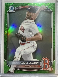 Bowman 1er refractor reptil verde cromado 2025 1/99 David Sandlin Red Sox SN - Imagen 1 de 5