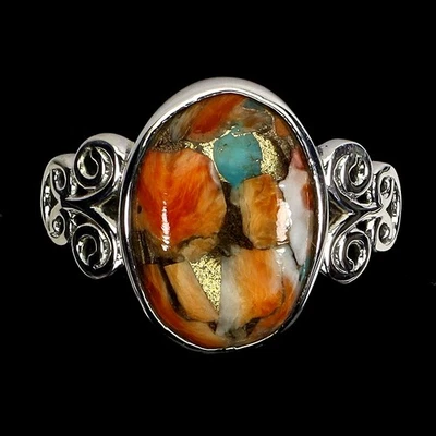 925 Sterling Silver Ring Oval Kingman Turquoise 14x10mm Gemstone Jewelry Size 8 - Image 1 of 4