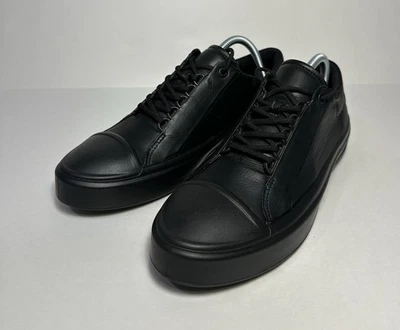 Ecco Flexure T-Cap Black Sneakers Women’s Size 10 Lace Up Byfold Leather  - Image 1 of 4