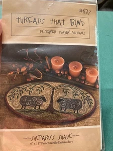 Threads That Bind #637 SHEPARD'S SHADE Punch Needle Embroidery Pattern Fabric - Picture 1 of 6