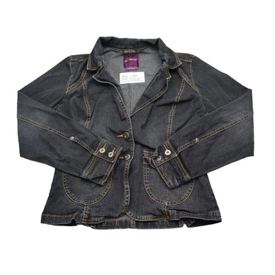 Chaqueta Gloria Vanderbilt Mujer M Negra Denim Manga Larga Dos Botones Prendas de abrigo Foto 1 de 4