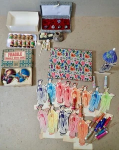 Estate Collection Japanese Miniatures Noh Masks Geisha Place Cards Eagle Kokeshi - Picture 1 of 24