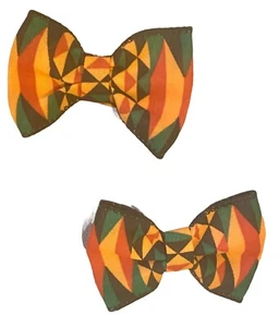 Shoe Clips Kente Fabric Bows Ladies Two Shoe Clips - Picture 1 of 2