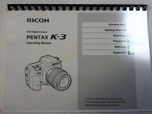 PENTAX K-3 PRINTED INSTRUCTION MANUAL USER GUIDE 114 PAGES A5 - Picture 1 of 1