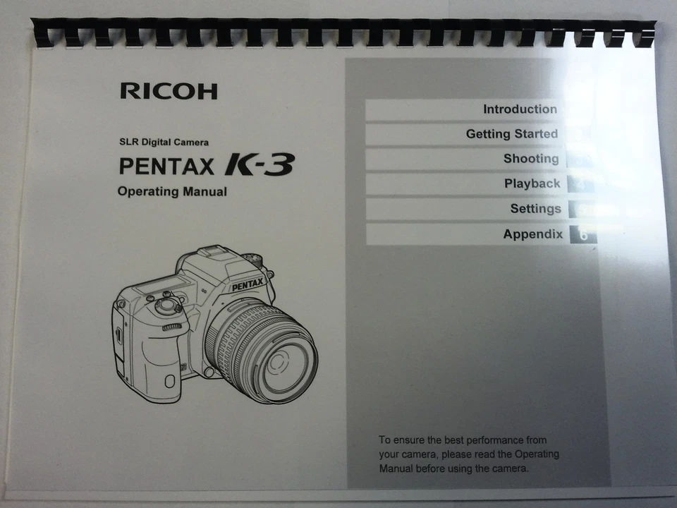 PENTAX K-3 PRINTED INSTRUCTION MANUAL USER GUIDE 114 PAGES A5 - Image 1 of 1